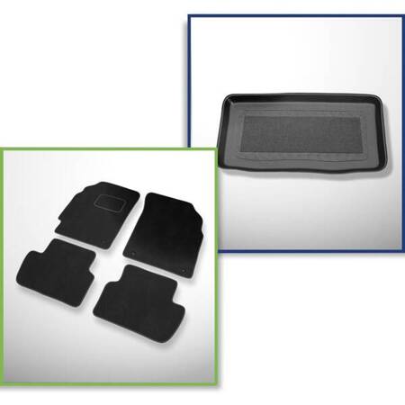 Set: Teppiche aus Velours + Kofferraumschale für Chevrolet Spark M300 (02.2010-2015) 5 Türen - Standard