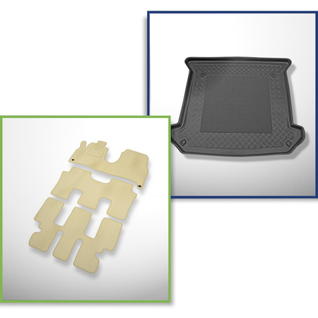 Set: Teppiche aus Velours + Kofferraumschale für Citroen C8 (2002-06.2014) 5 Türen - Standard