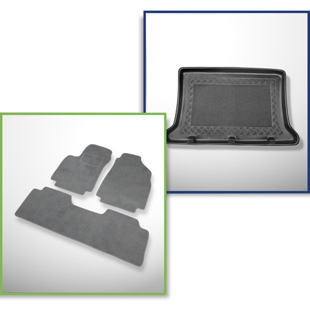 Set: Teppiche aus Velours + Kofferraumschale für Hyundai Matrix (2001-2009) 5 Türen - Standard