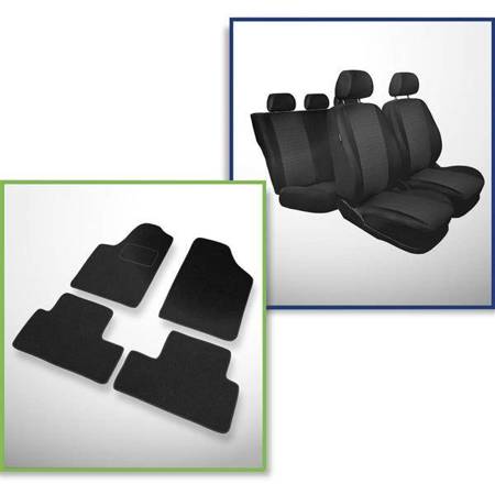 Set: filzteppiche + maßgeschneiderte sitzbezüge für Peugeot Partner I, I FL Van (1997-2008) – Practic