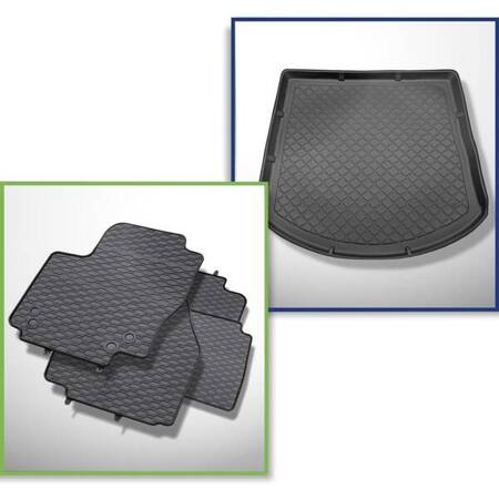 Set: gummiteppiche + kofferraumschale für Ford Mondeo IV Kombi (09.2007-12.2014) - Guardliner - mit vollem Reserverad