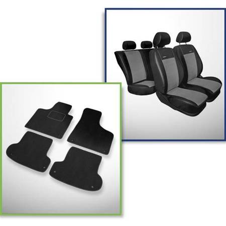 Set: teppiche aus velours + maßgeschneiderte sitzbezüge für Audi A3 8P Hatchback, Sportback (2003-2009) – Premium grau