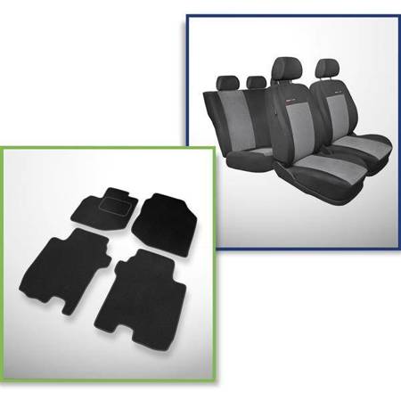 Set: teppiche aus velours + maßgeschneiderte sitzbezüge für Honda Jazz III Hatchback (2008-2015) – Elegance P-2