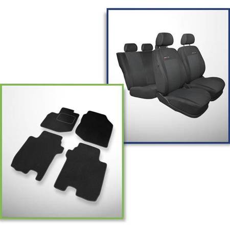 Set: teppiche aus velours + maßgeschneiderte sitzbezüge für Honda Jazz III Hatchback (2008-2015) – Elegance P-3