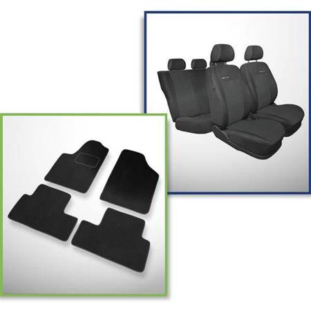 Set: teppiche aus velours + maßgeschneiderte sitzbezüge für Peugeot Partner Van (1997-2008) – Elegance P-1