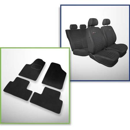 Set: teppiche aus velours + maßgeschneiderte sitzbezüge für Peugeot Partner Van (1997-2008) – Elegance P-4