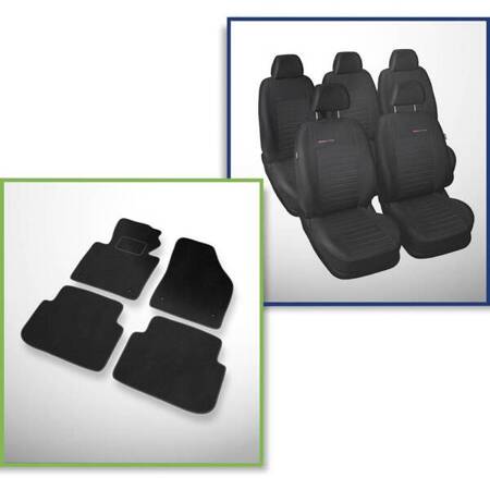 Set: teppiche aus velours + maßgeschneiderte sitzbezüge für Volkswagen Touran MPV (2003-2010) – Elegance P-4