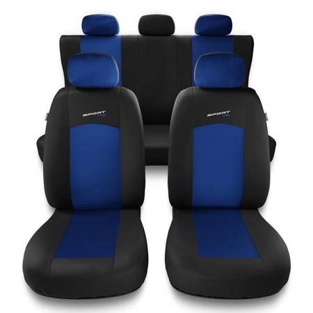 Sitzbezüge Auto für BMW 1er E82, E87, E88, F20, F21 (2004-2019) - Autositzbezüge Universal Schonbezüge für Autositze - Auto-Dekor - Sport Line - blau