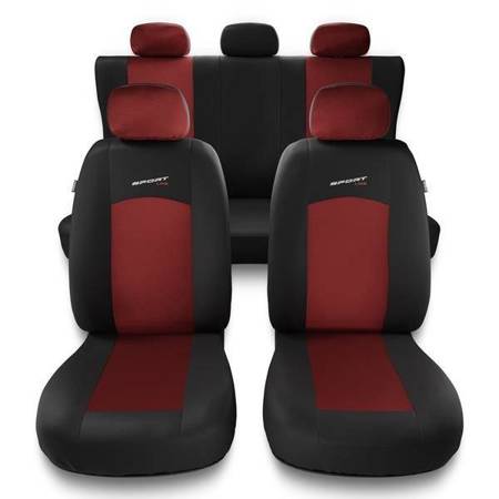Sitzbezüge Auto für BMW 1er E82, E87, E88, F20, F21 (2004-2019) - Autositzbezüge Universal Schonbezüge für Autositze - Auto-Dekor - Sport Line - rot