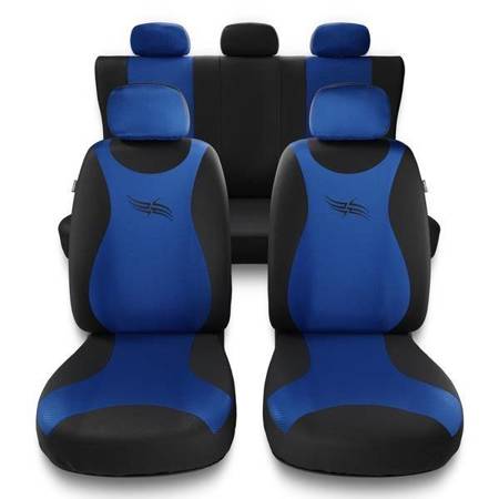 Sitzbezüge Auto für BMW 1er E82, E87, E88, F20, F21 (2004-2019) - Autositzbezüge Universal Schonbezüge für Autositze - Auto-Dekor - Turbo - blau