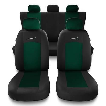 Sitzbezüge Auto für Toyota Prius I, II, III, IV (1997-2019) - Autositzbezüge Universal Schonbezüge für Autositze - Auto-Dekor - Sport Line - grün