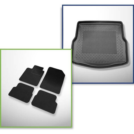 Set: Filzteppiche + Kofferraumschale für Renault Laguna III (07.2007-12.2015) 5 Türen - Standard - ohne BOSE-Soundsystem