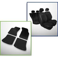 Set: teppiche aus velours + maßgeschneiderte sitzbezüge für Audi A4 B5 Avant (1994-2001) – Premium schwarz