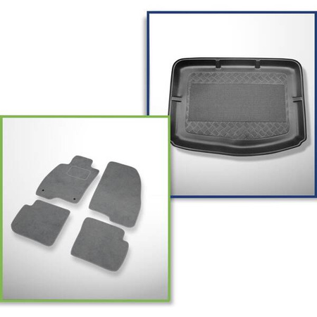 Set: Teppiche aus Velours + Kofferraumschale für Alfa Romeo MiTo (09.2008-12.2018) 3 Türen - Standard