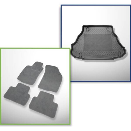 Set: Teppiche aus Velours + Kofferraumschale für Alfa Romeo GT (02.2004-2010) 3 Türen - Standard - ohne Subwoofer