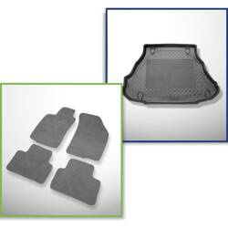 Set: Teppiche aus Velours + Kofferraumschale für Alfa Romeo GT (02.2004-2010) 3 Türen - Standard - ohne Subwoofer