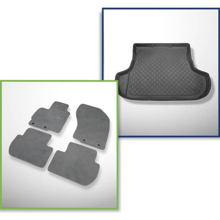 Set: Teppiche aus Velours + Kofferraumschale für Citroen C-Crosser (03.2007-08.2012) 5 Türen - Guardliner - 5-/7-Sitzer; 3. Reihe umgelegt (mit und ohne Subwoofer)