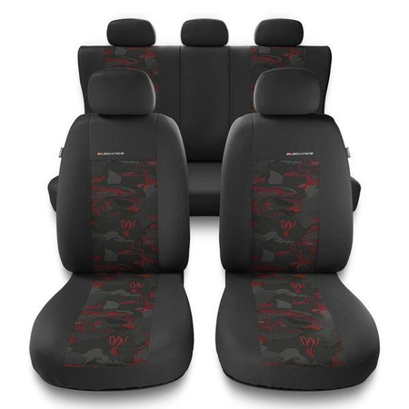 Sitzbezüge Auto für Ford Focus I, II, III, IV (1998-2019) - Autositzbezüge Universal Schonbezüge für Autositze - Auto-Dekor - Elegance - rot