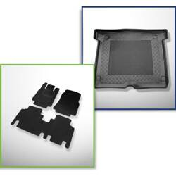 Set: Teppiche aus Velours + Kofferraumschale für Mercedes-Benz Vaneo W414 (02.2002-12.2005) 5 Türen - Standard - 5/7 Sitze(3. Reihe ausgebaut)