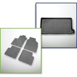 Set: Teppiche aus Velours + Kofferraumschale für Fiat 500 (09.2007-2012) 3 Türen - Guardliner - nicht für Fiat 500e